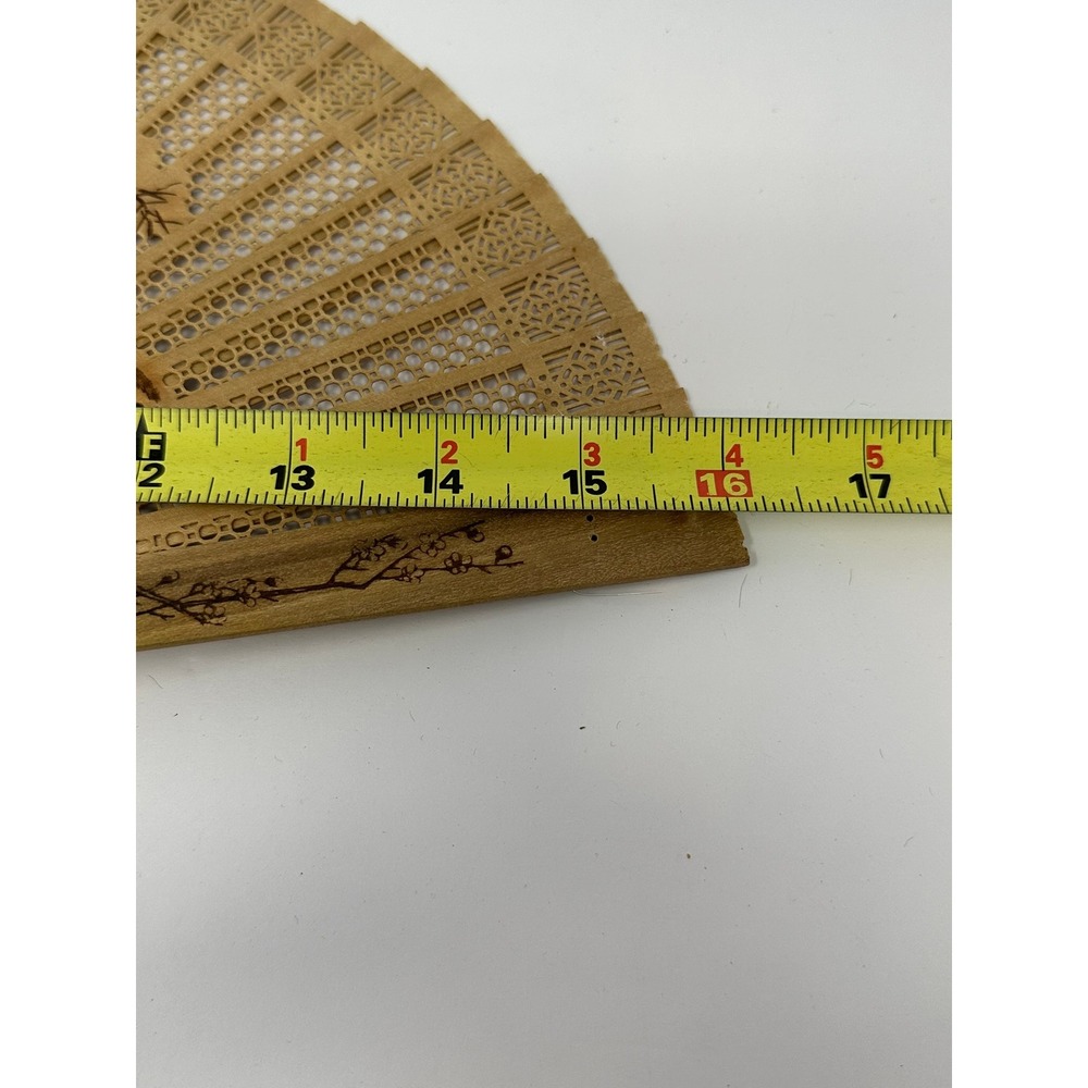 Vintage Chinese Sandalwood Folding Fan Carved Pheasant Design with‎ Brocade Box - Picture 10 of 14